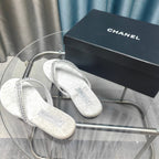 CC Thong Grey Velvet Silver Strass