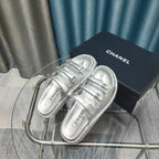 CC 25C Sandal Triple Straps Silver Calfskin