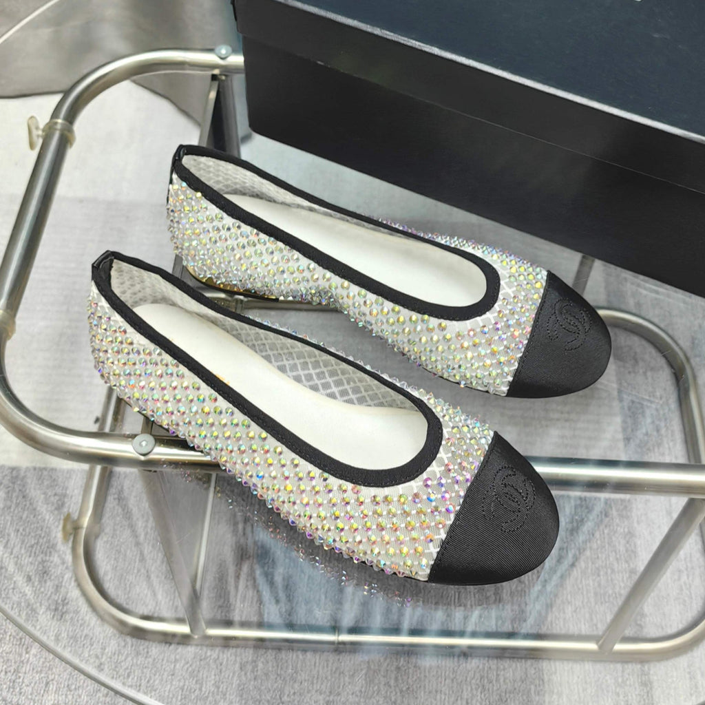 CC 25P Ballet Flat White Mesh Fabric