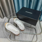 CC 25P Ballet Flat White Beige Quilted Calfskin