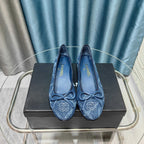CC 25P Ballet Flat Blue Denim Flower