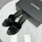 CC 25 High Heel Slippers 85mn Black Sheepskin 368792
