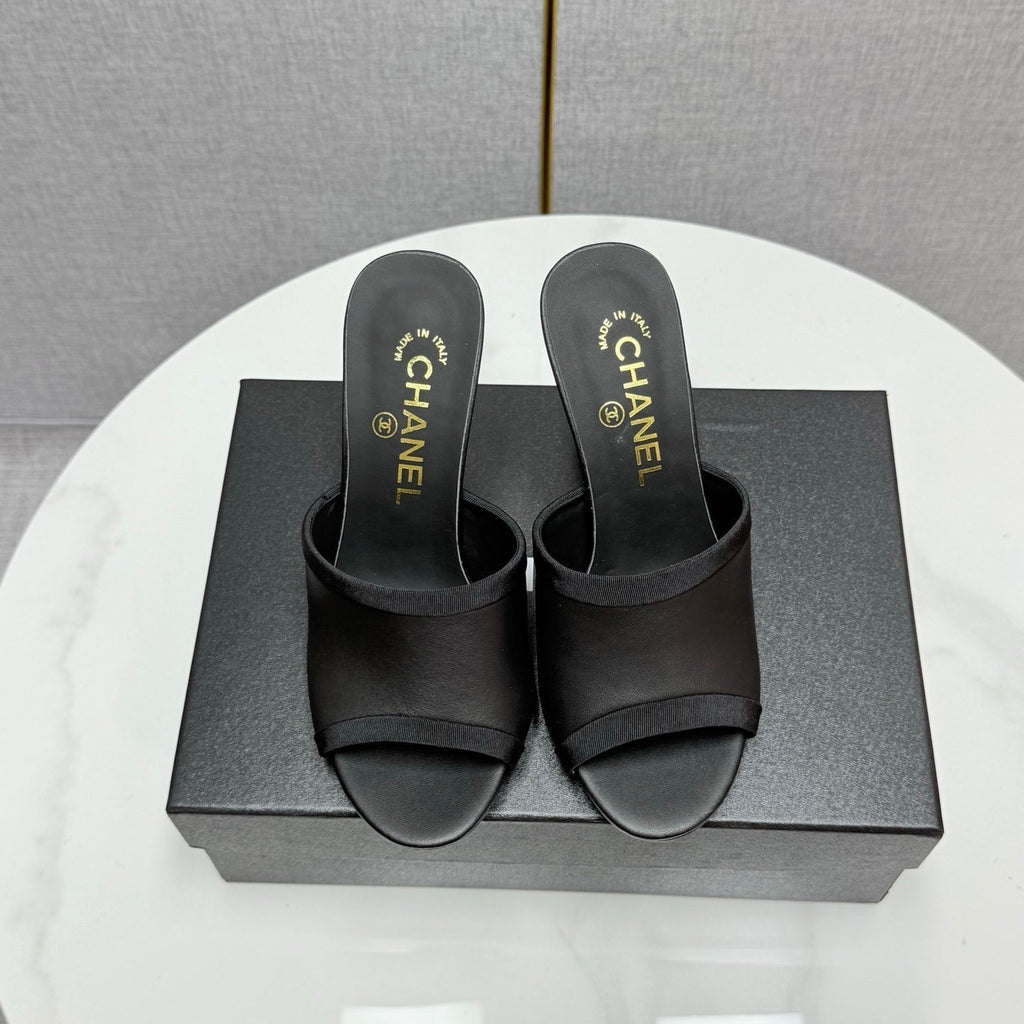 CC 25 High Heel Slippers 85mn Black Sheepskin 368792