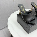 CC 25 High Heel Slippers 85mn Black Sheepskin 368792