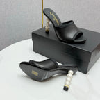 CC 25 High Heel Slippers 85mn Black Sheepskin 368792