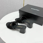 CC 25 Heel Sandals 50m Black Mesh And Sheepskin 368802