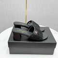 CC 25 Heel Sandals 50m Black Mesh And Sheepskin 368802