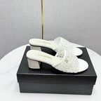 CC 25 Heel Sandals 50m White Mesh And Sheepskin 368804