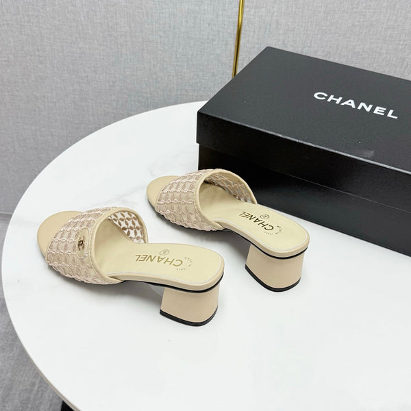 CC 25 Heel Sandals 50m Beige Mesh And Sheepskin 368803