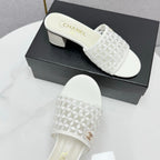 CC 25 Heel Sandals 50m White Mesh And Sheepskin 368804