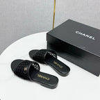 CC 25 Flat Mule Sandals Black Mesh And Sheepskin 368806