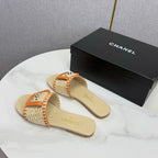 CC 26s Slipper Beige Orange Sheepskin Tweed 620277