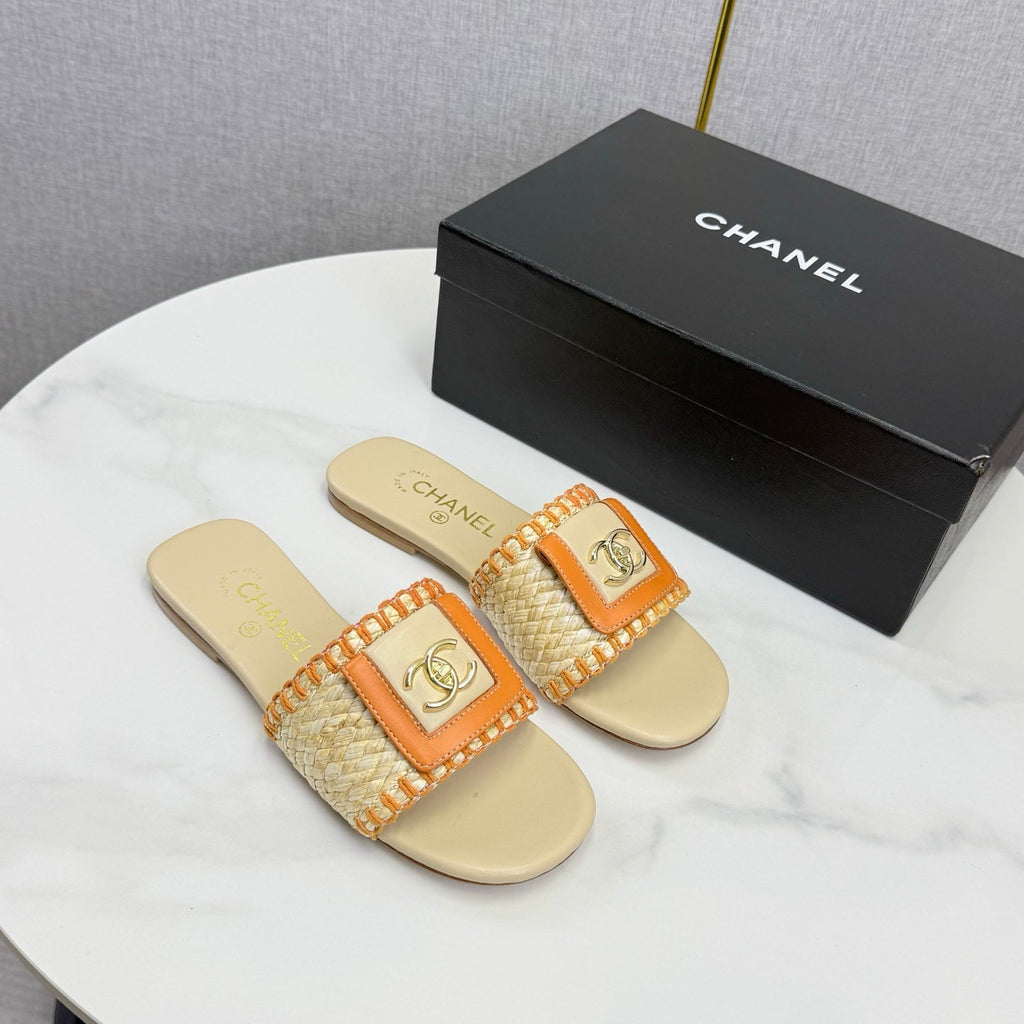 CC 26s Slipper Beige Orange Sheepskin Tweed 620277