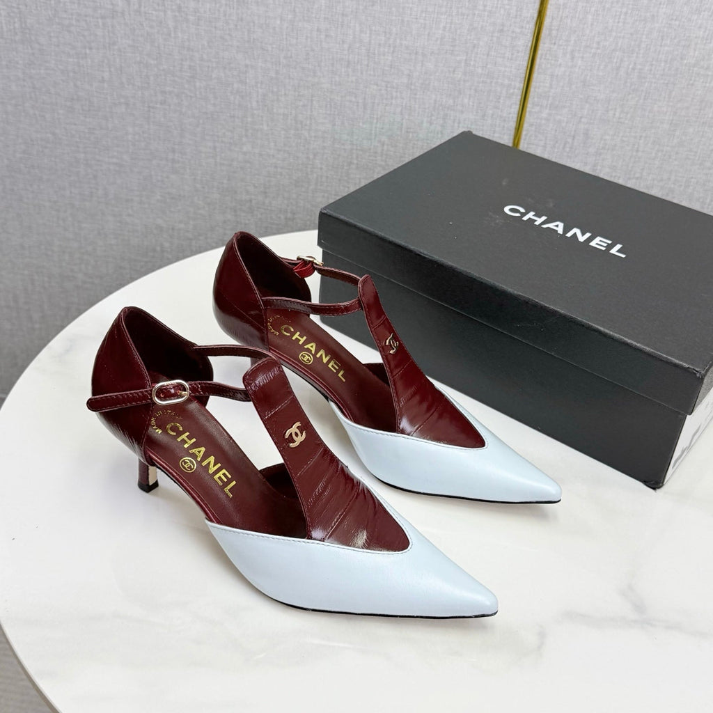 CC T-Strap Kitten Heels White Red Sheepskin 619977