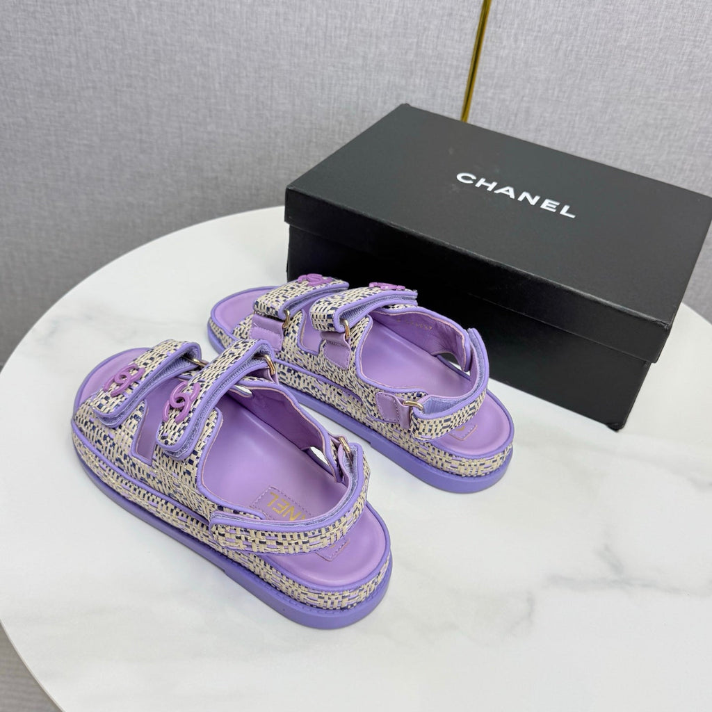 CC Dad Sandal Purple Cream Tweed Sheepskin 620119