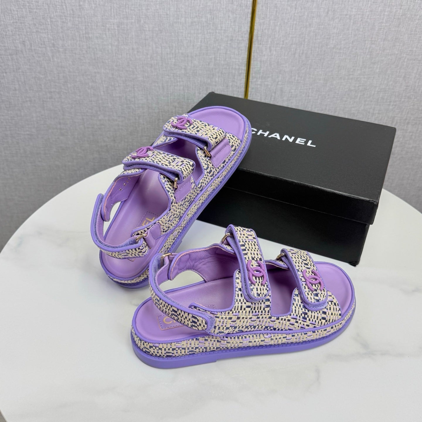 CC Dad Sandal Purple Cream Tweed Sheepskin 620119