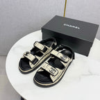 CC Dad Sandal Cream Black Tweed Sheepskin 620123