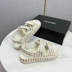 CC Dad Sandal Ivory Black Tweed Sheepskin 620124