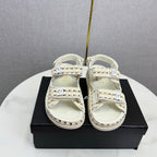 CC Dad Sandal Ivory Black Tweed Sheepskin 620124