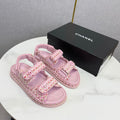 CC Dad Sandal Pink Tweed Sheepskin 620125