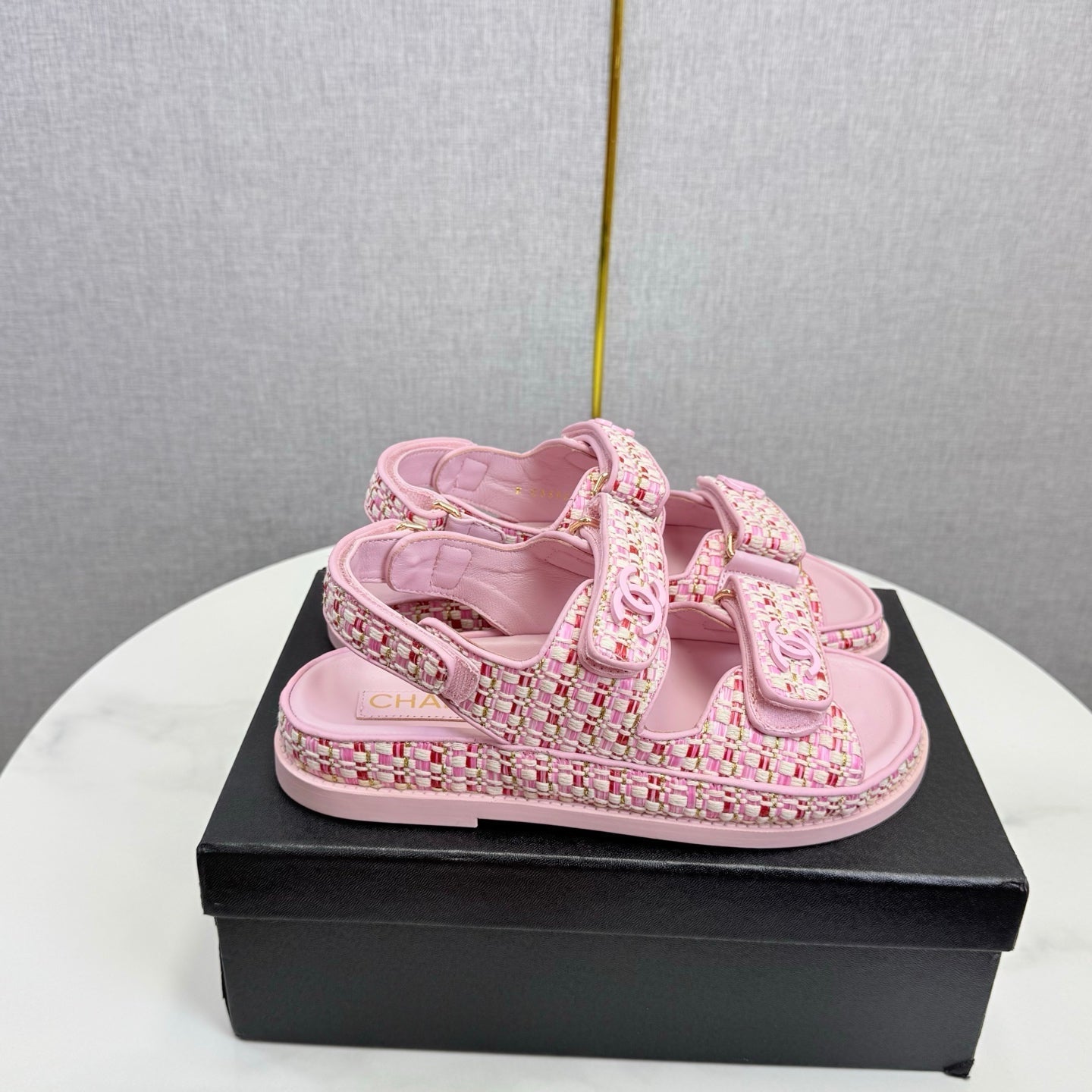 CC Dad Sandal Pink Tweed Sheepskin 620125