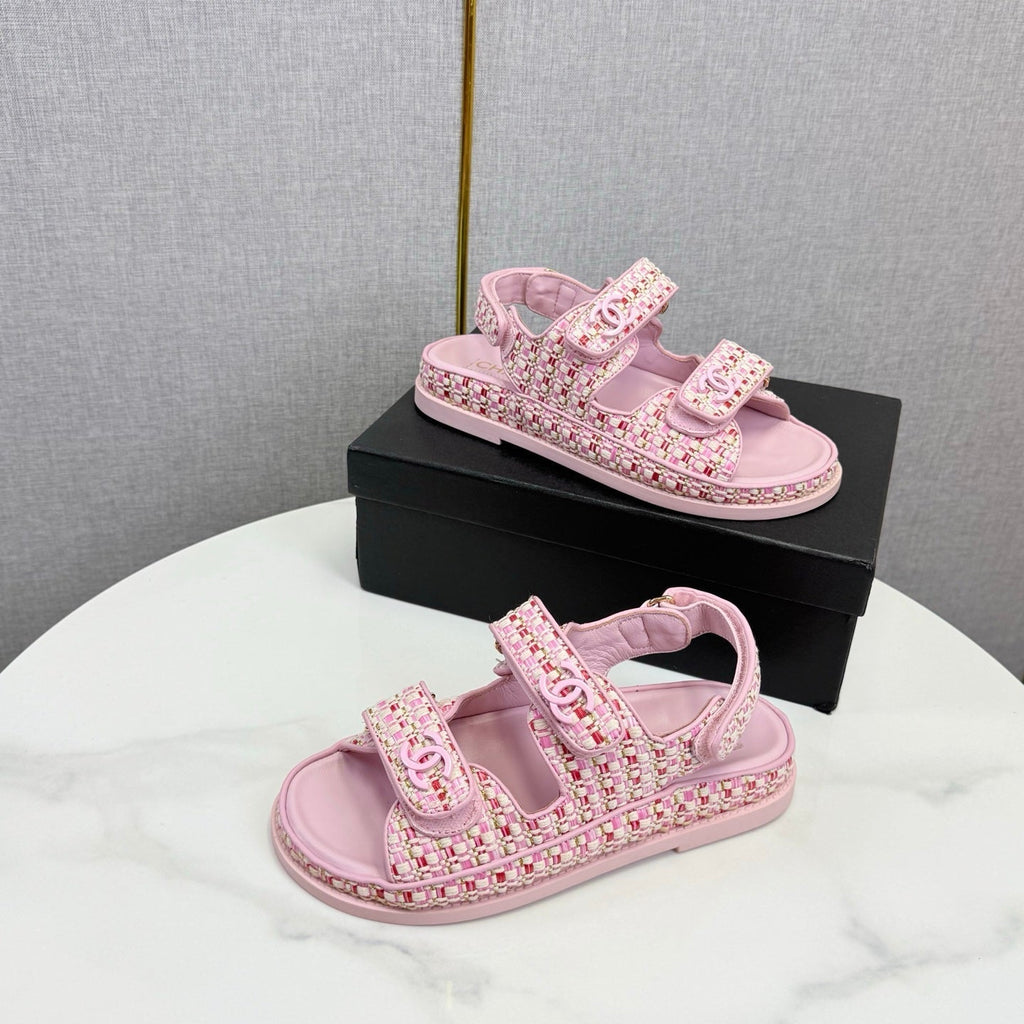 CC Dad Sandal Pink Tweed Sheepskin 620125