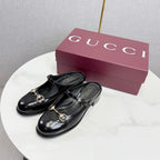 GG 26s Horsebit Slip-on Loafers Black Glossy Leather 639926