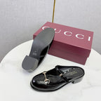 GG 26s Horsebit Slip-on Loafers Black Glossy Leather 639926