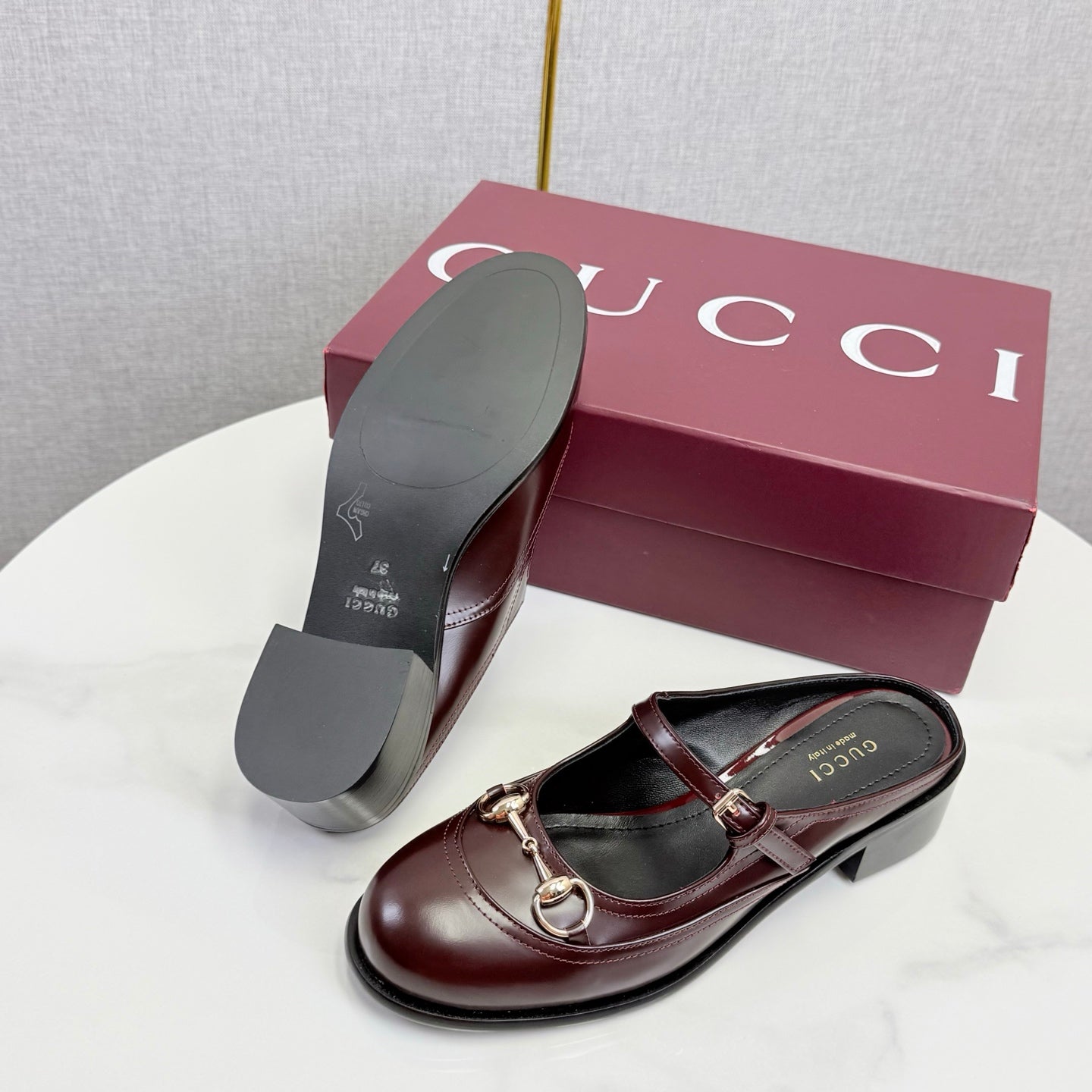 GG 26s Horsebit Slip-on Loafers Burgundy Glossy Leather 639927