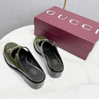 GG 26s Horsebit Slip-on Loafers Olive Glossy Leather 639928