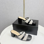 CC 26s Sandal 4.5cm Black Beige Mesh Sheepskin 639824
