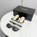 CC 26s Sandal 4.5cm Black Beige Mesh Sheepskin 639824