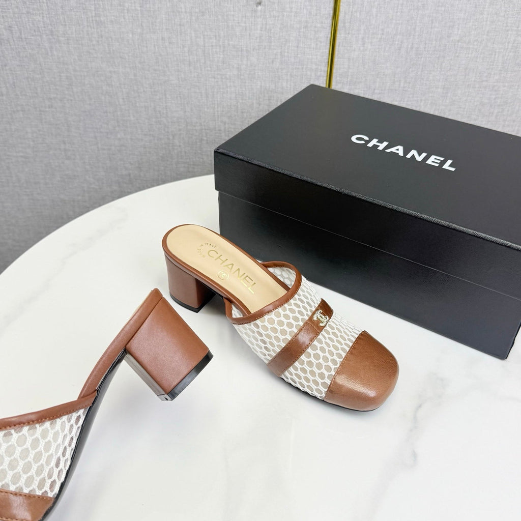 CC 26s Sandal 4.5cm Brown Beige Mesh Sheepskin 639826