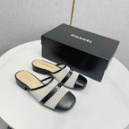 CC 26s Sandal Black Beige Mesh Sheepskin 639828