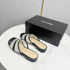 CC 26s Sandal Black Beige Mesh Sheepskin 639828