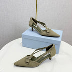 Prada Pumps 4.5cm Olive Green Canvas 639959
