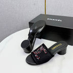 CC 26SS Sandals Black Mesh Sheepskin 639891