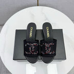 CC 26SS Sandals Black Mesh Sheepskin 639891