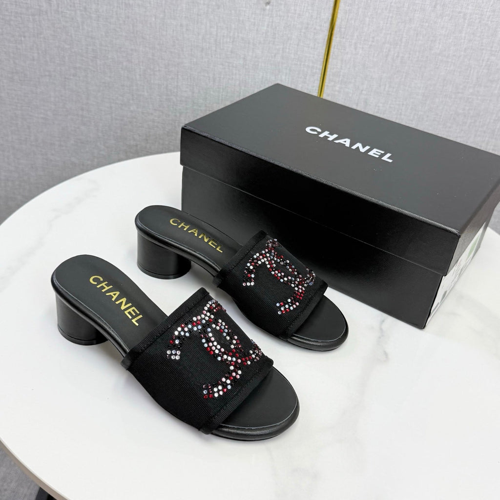 CC 26SS Sandals Black Mesh Sheepskin 639891