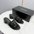 CC 26SS Sandals Black Mesh Sheepskin 639891