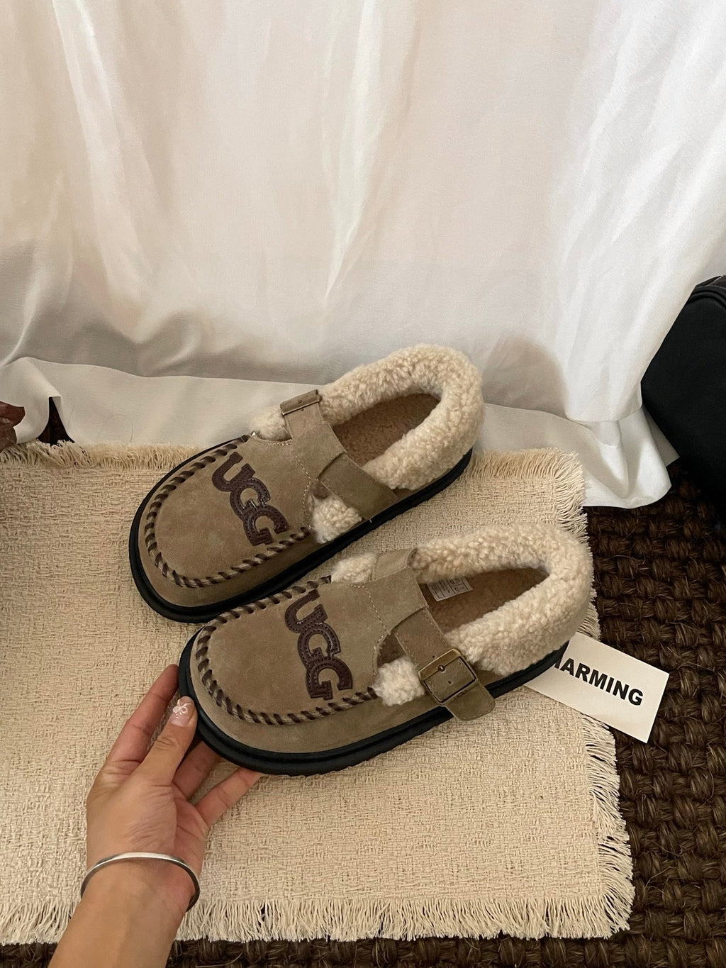 UGG Teddy Loafers Warm Sand Suede Sheepskin Wool 512890