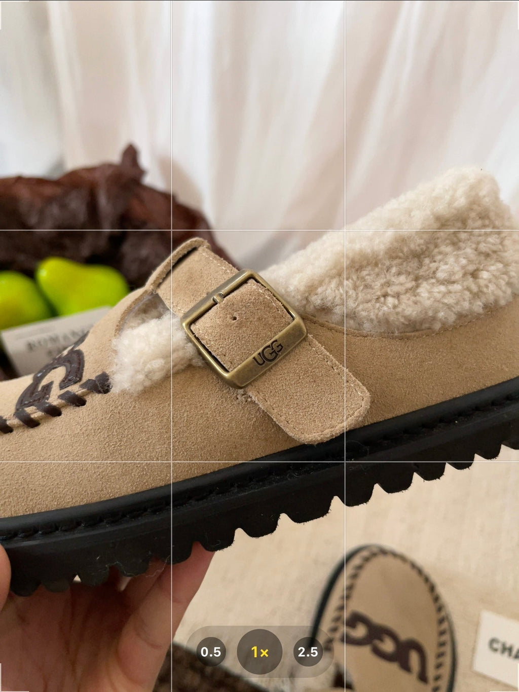 UGG Teddy Loafers Khaki Suede Brown Sheepskin Wool 512892