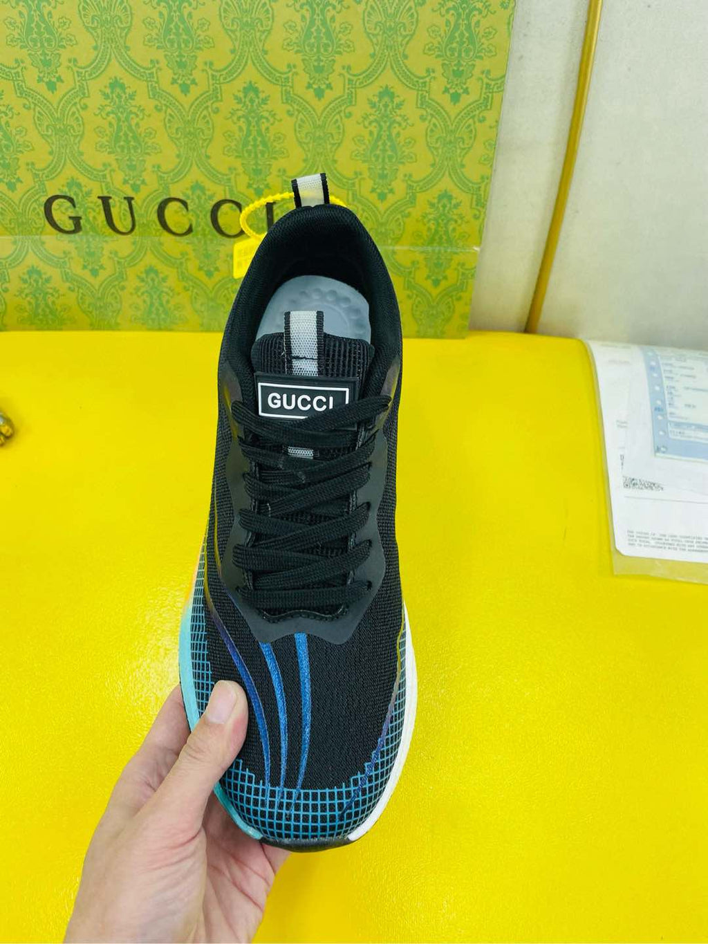 GG Men's Sneaker Black Blue Flywoven Fabric 532009