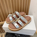 tippi slide sandal silver metalic calfskin