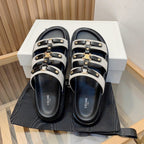 TIPPI SLIDE IN CANVAS & CALFSKIN NATURAL WHITE / BLACK