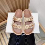 TWIN-STRAP SANDALS WITH SUEDE UPPERS AND BUCKLE CLOSURE CARAMEL BROWN CARO