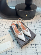 Alaia Heart 50mm Heels Slingbacks White Sheepskin 800931