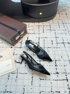 ALAIA SLINGBACKS 5 CM IN BLACK CALFSKIN WITH MESH