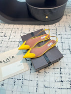 Alaia Heart Flat Slingbacks Yellow Sheepskin 800939
