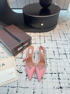 Alaia Heart 50mm Heels Slingbacks Pink Sheepskin 810201
